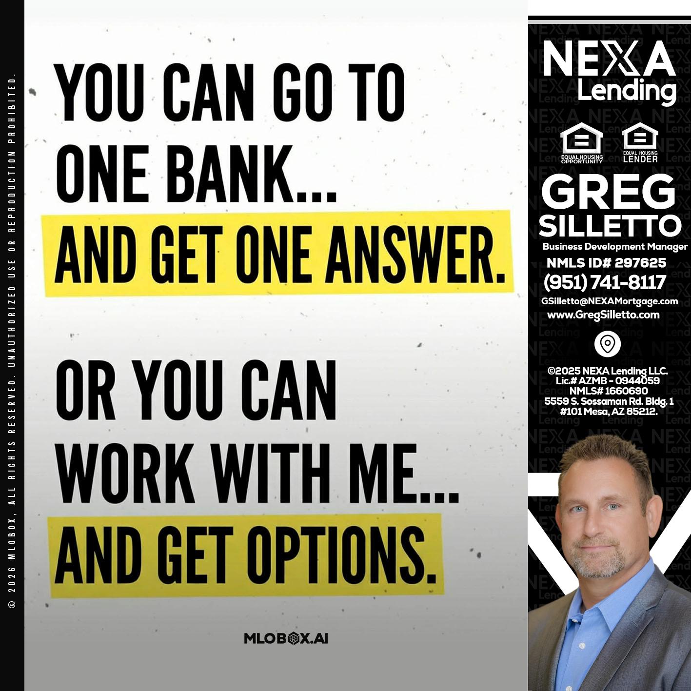 YOU CAN GO TO - Greg Silletto -Business Development Manager