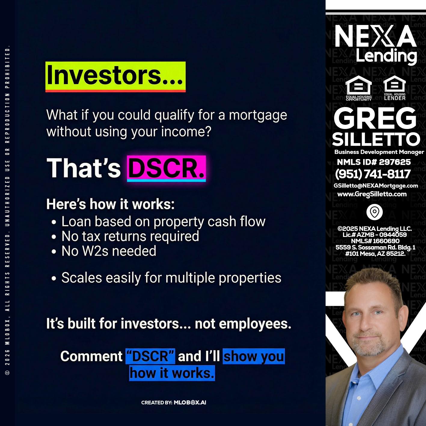 INVESTORS - Greg Silletto -Business Development Manager