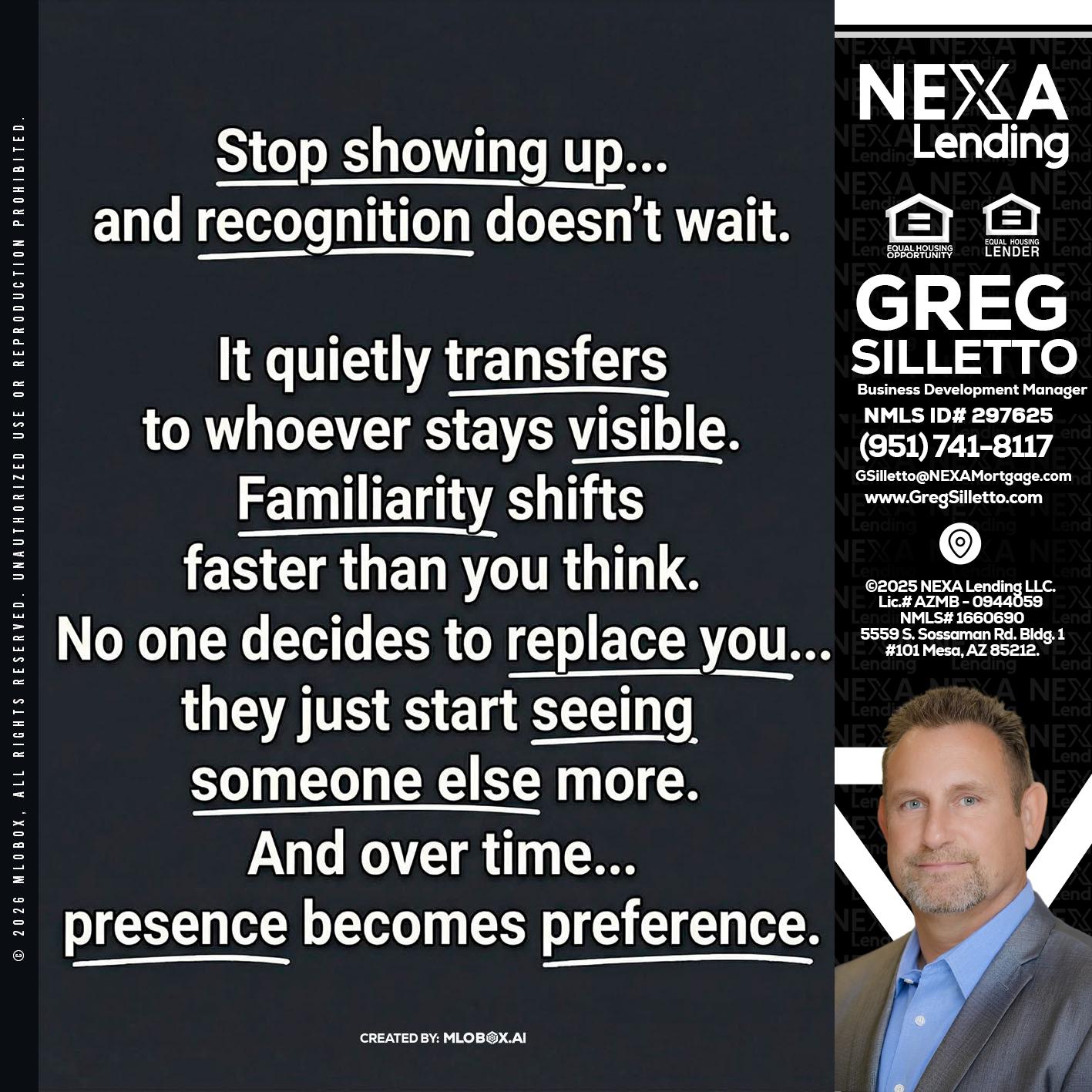 STOP SHOWING - Greg Silletto -Business Development Manager