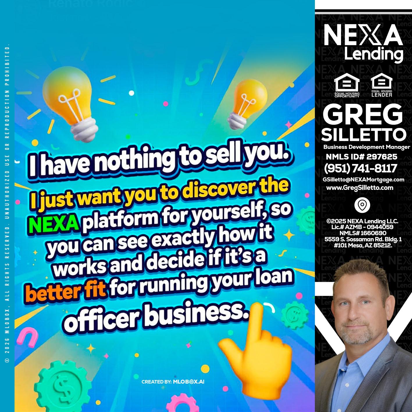 I HAVE NOTHING - Greg Silletto -Business Development Manager