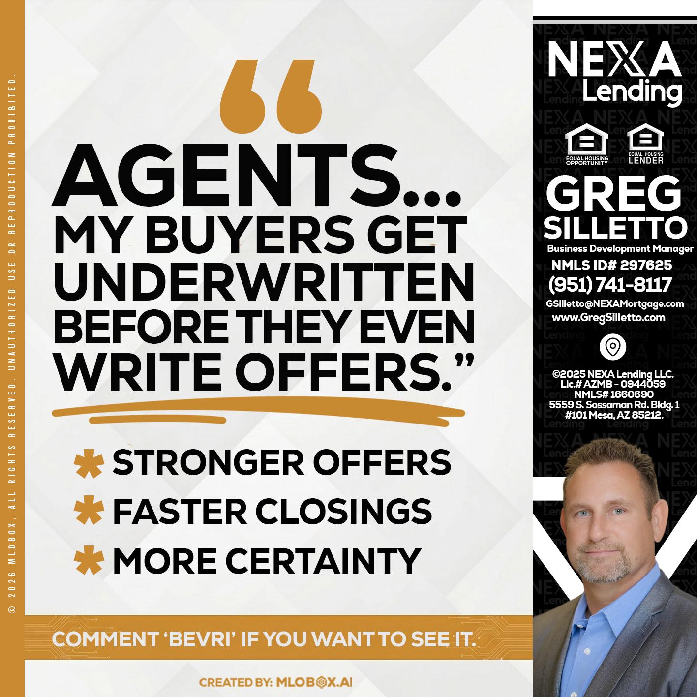 agents - Greg Silletto -Business Development Manager