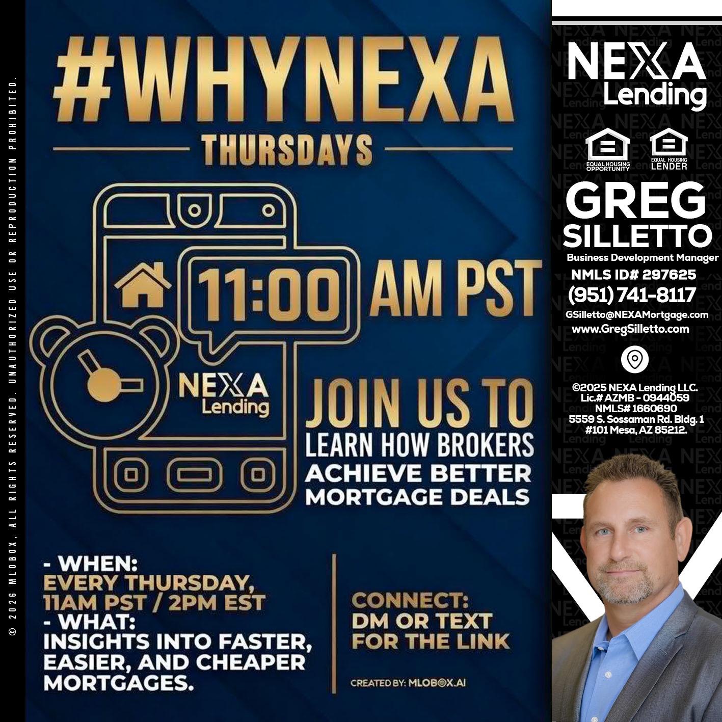 WHY NEXA THURDAYS - Greg Silletto -Business Development Manager