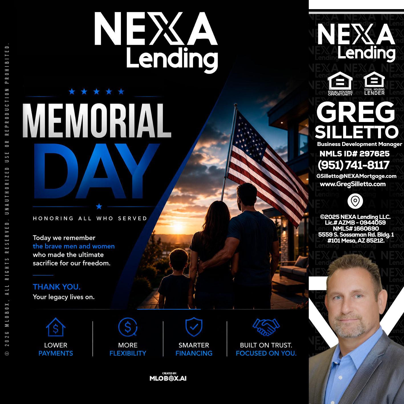 MEMORIAL DAY - Greg Silletto -Business Development Manager