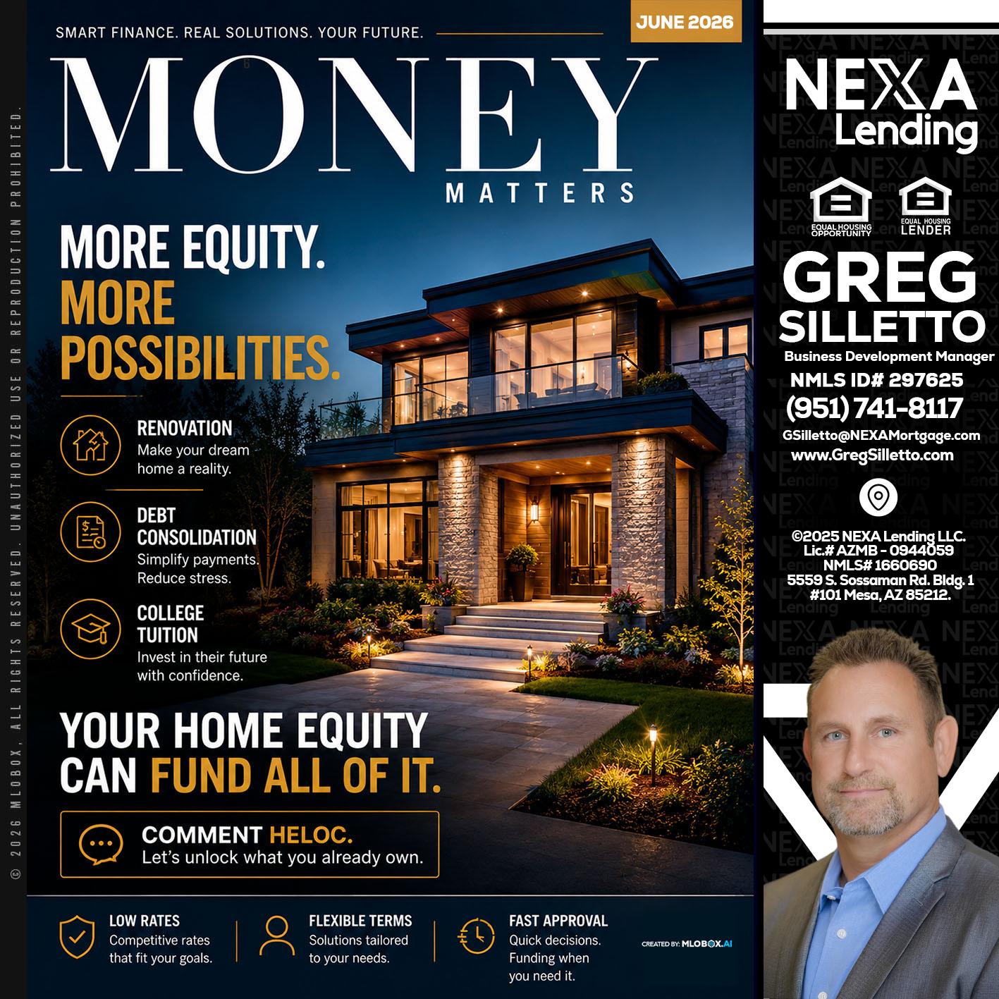 MONEY MATTERS - Greg Silletto -Business Development Manager