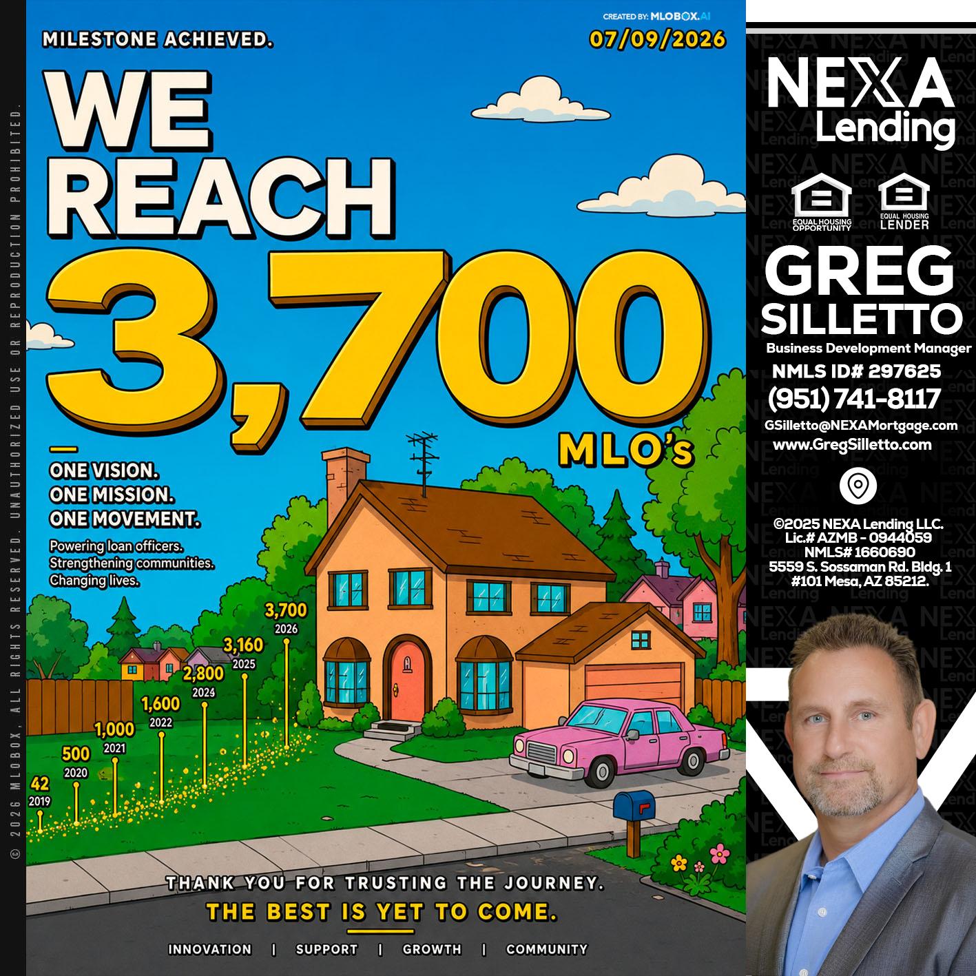 3,700 MLO's - Greg Silletto -Business Development Manager
