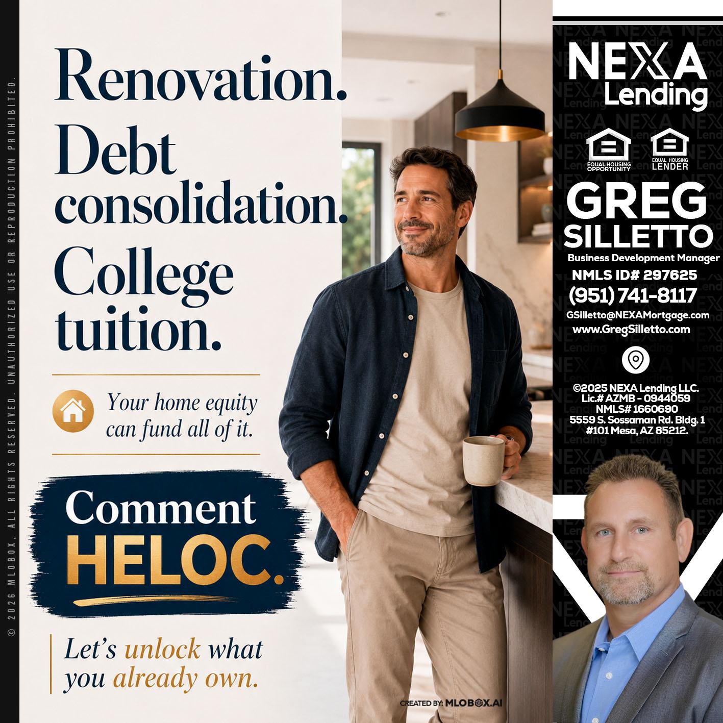 RENOVATION DEBT - Greg Silletto -Business Development Manager