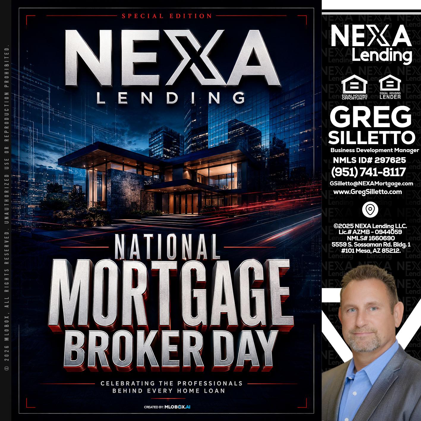 NATIONAL MORTGAGE BROKER DAY - Greg Silletto -Business Development Manager
