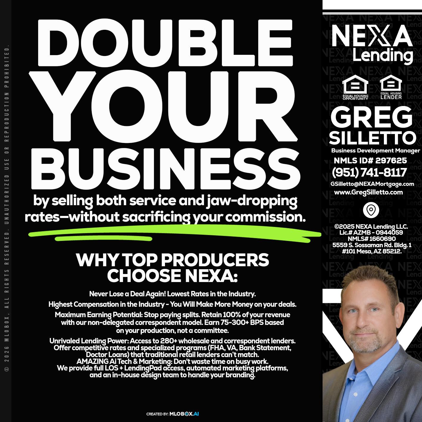 DOUBLE YOUR BUSINESS - Greg Silletto -Business Development Manager