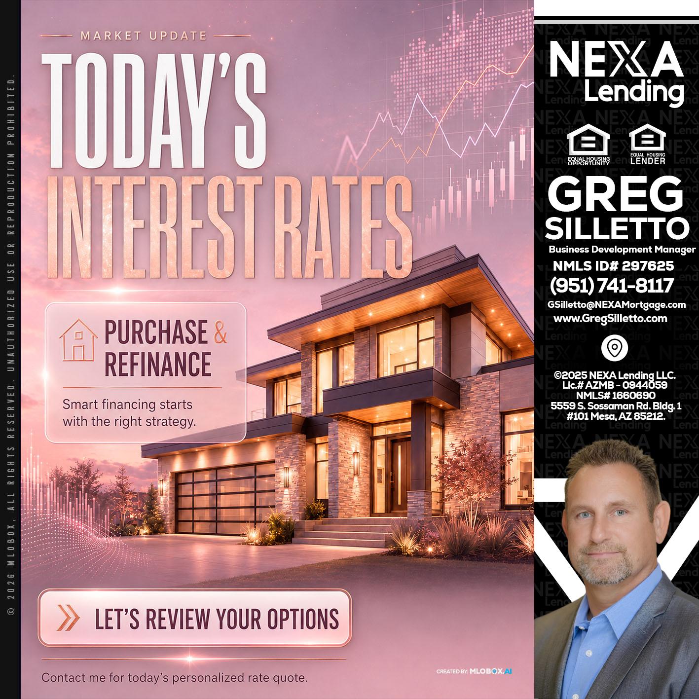 todays interest rates - Greg Silletto -Business Development Manager