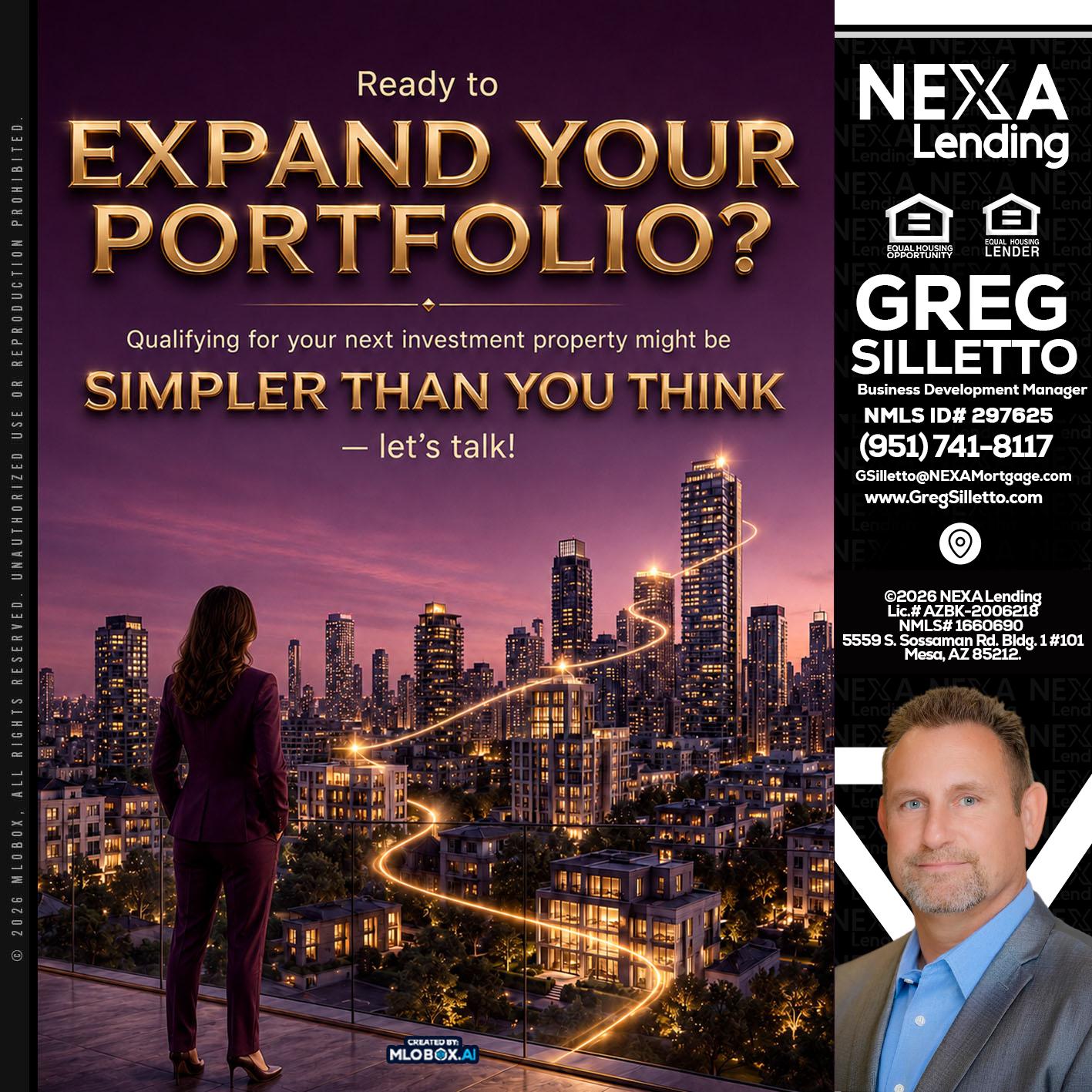 EXPAND YOUR PORTFOLIO - Greg Silletto -Business Development Manager