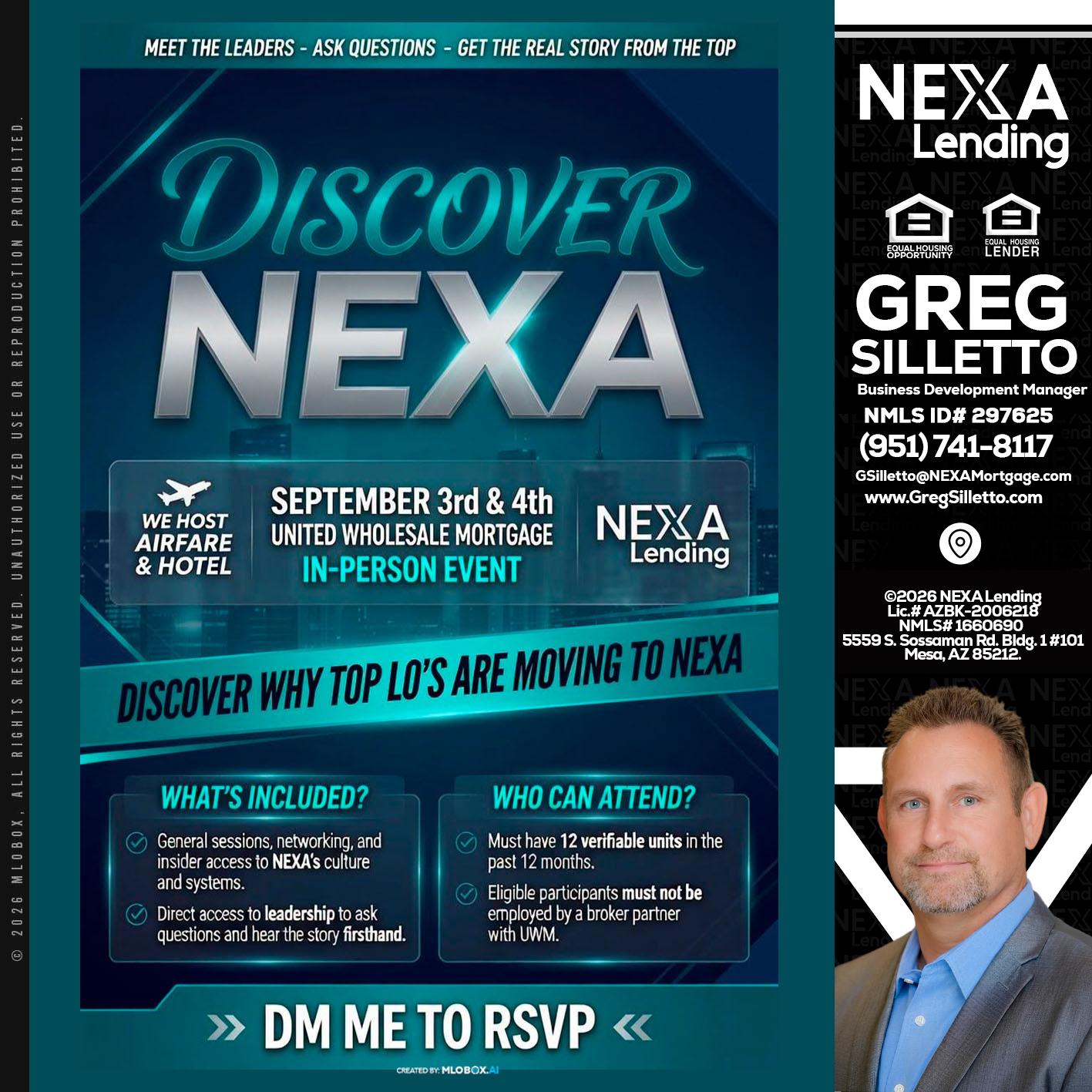 DISCOVER NEXA - Greg Silletto -Business Development Manager