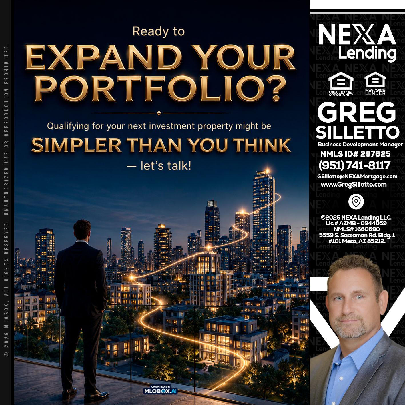 expand you portfolio - Greg Silletto -Business Development Manager