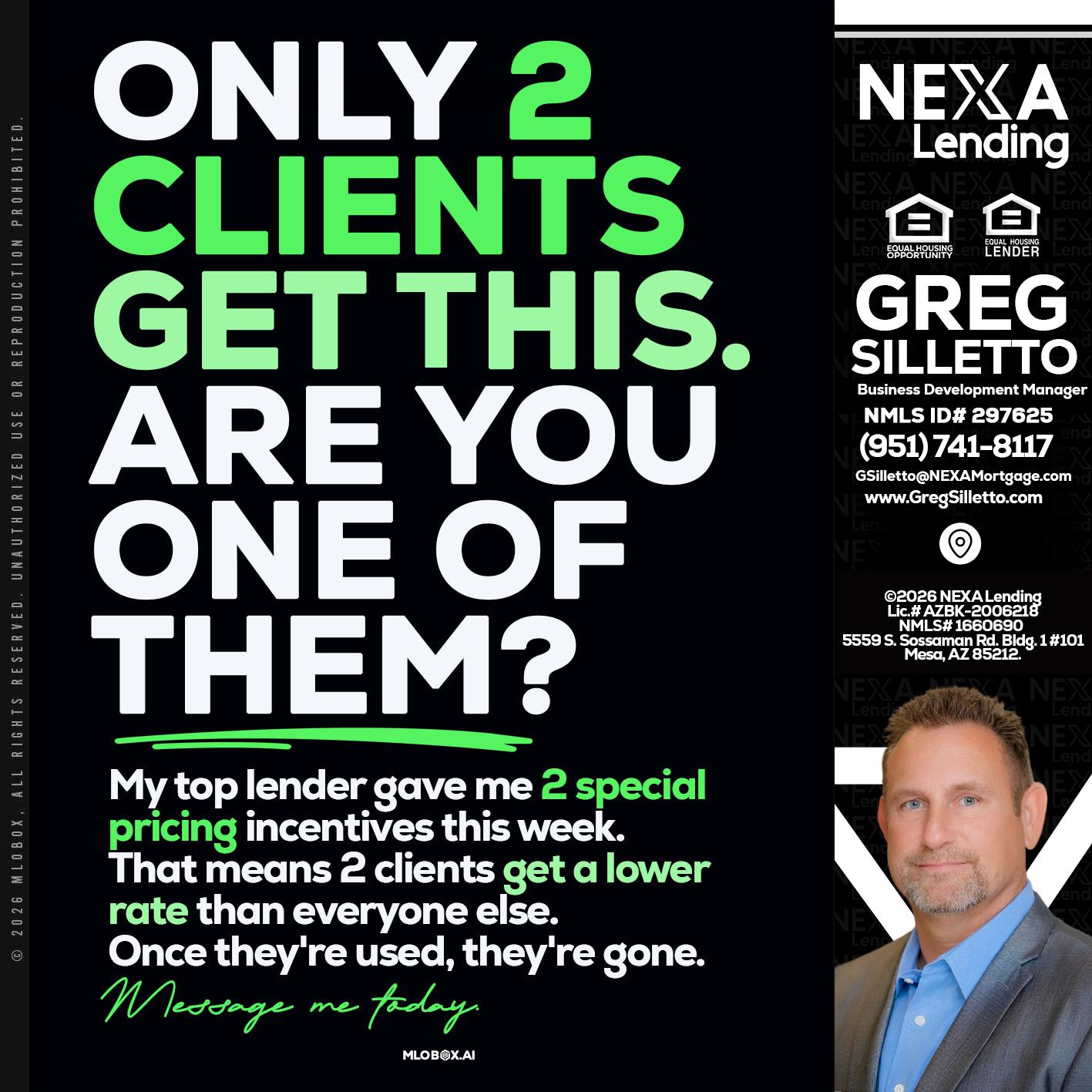 ONLY 2 CLIENTS - Greg Silletto -Business Development Manager