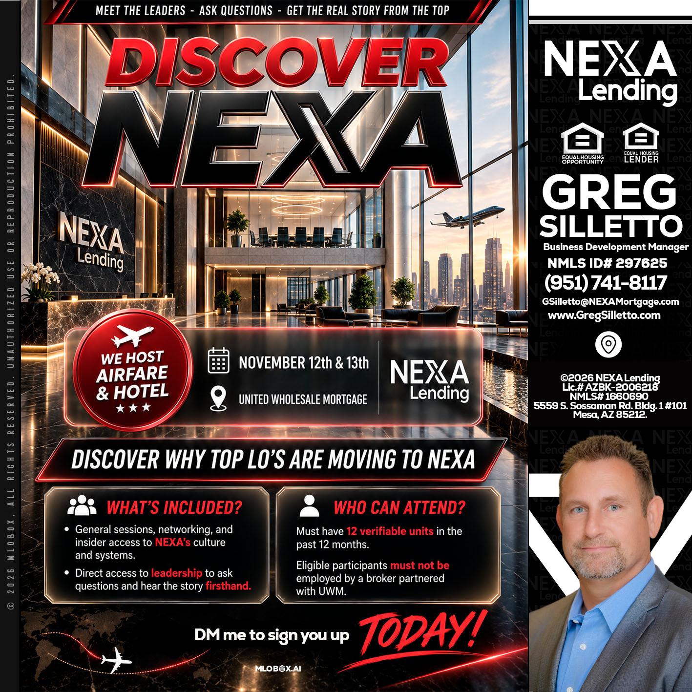 DISCOVER NEXA - Greg Silletto -Business Development Manager