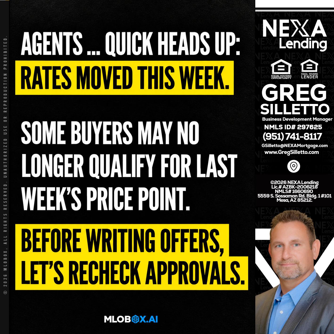AGENTS QUICK - Greg Silletto -Business Development Manager