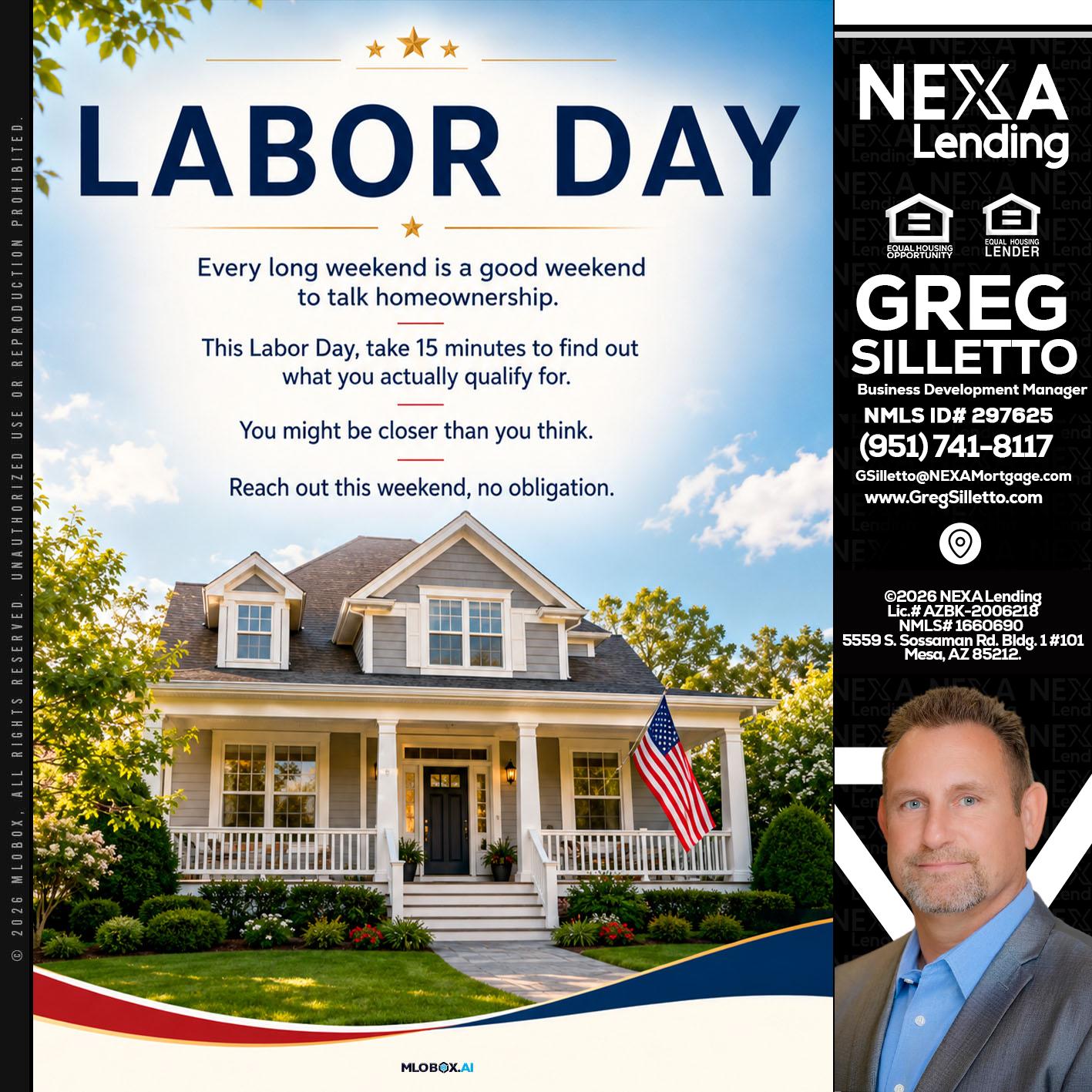 LABOR DAY - Greg Silletto -Business Development Manager